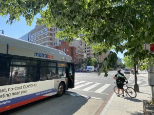 Many bus stops around campus